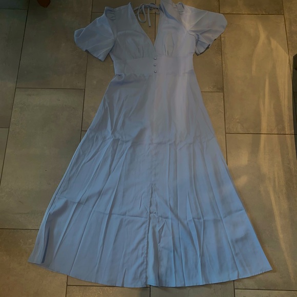 deep V neck butterfly sleeve tie backless spilt hem dress 🦋 - Picture 8 of 8